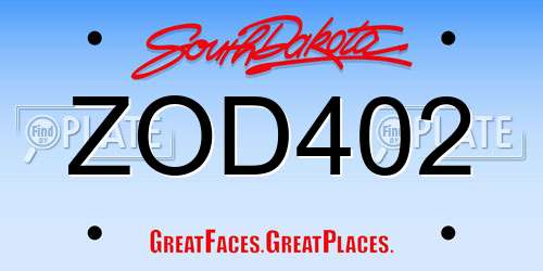 ZOD402 South Dakota License Plate