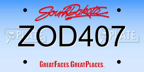 ZOD407 South Dakota License Plate