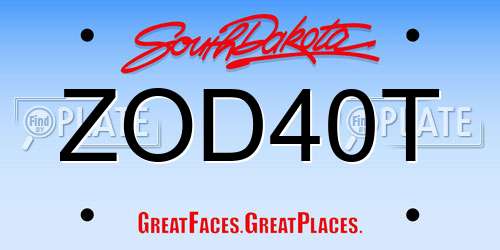 ZOD40T South Dakota License Plate