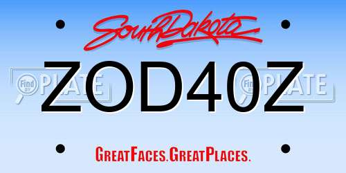 ZOD40Z South Dakota License Plate