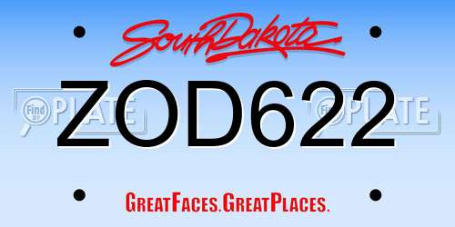 ZOD622 South Dakota License Plate