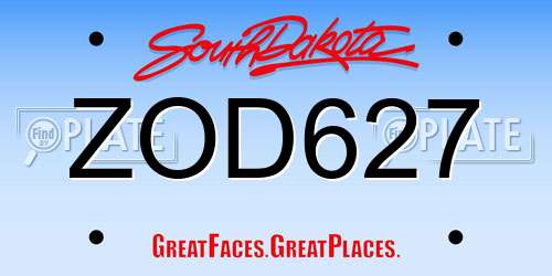 ZOD627 South Dakota License Plate