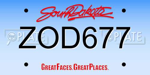 ZOD677 South Dakota License Plate