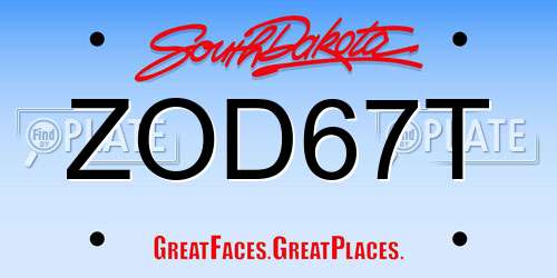 ZOD67T South Dakota License Plate