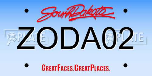 ZODA02 South Dakota License Plate