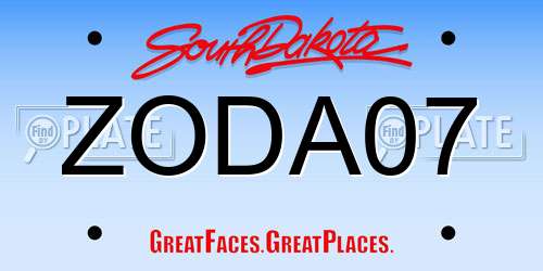 ZODA07 South Dakota License Plate