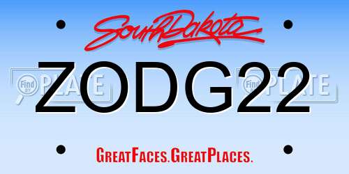 ZODG22 South Dakota License Plate