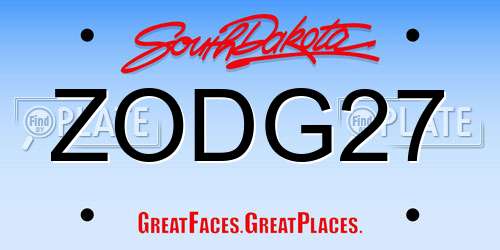 ZODG27 South Dakota License Plate