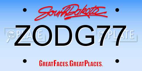 ZODG77 South Dakota License Plate
