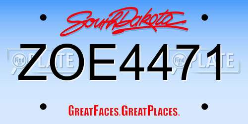 ZOE4471 South Dakota License Plate