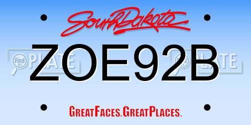 ZOE92B South Dakota License Plate