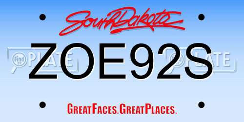 ZOE92S South Dakota License Plate