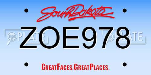 ZOE978 South Dakota License Plate