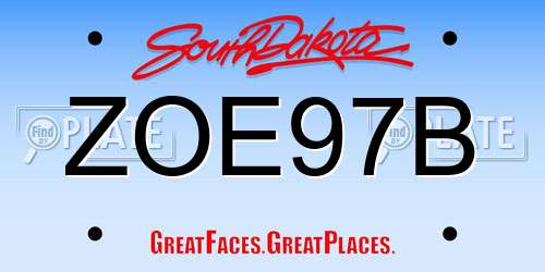 ZOE97B South Dakota License Plate
