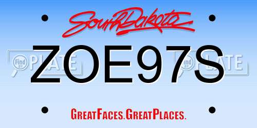 ZOE97S South Dakota License Plate