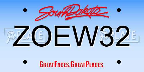 ZOEW32 South Dakota License Plate