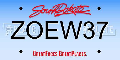 ZOEW37 South Dakota License Plate