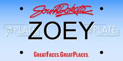 ZOEY South Dakota License Plate