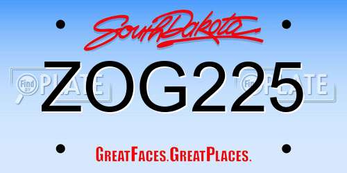 ZOG225 South Dakota License Plate