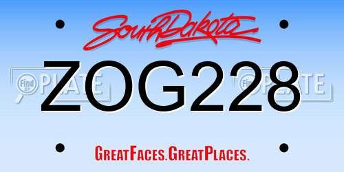 ZOG228 South Dakota License Plate