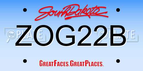 ZOG22B South Dakota License Plate