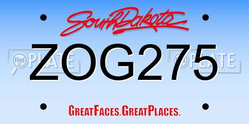 ZOG275 South Dakota License Plate