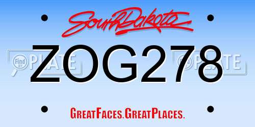 ZOG278 South Dakota License Plate