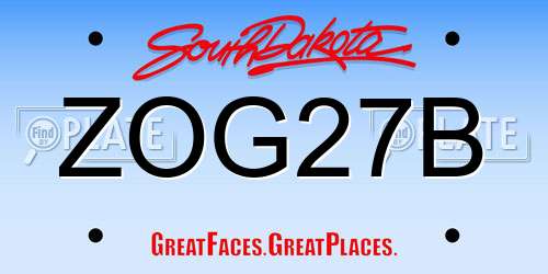 ZOG27B South Dakota License Plate