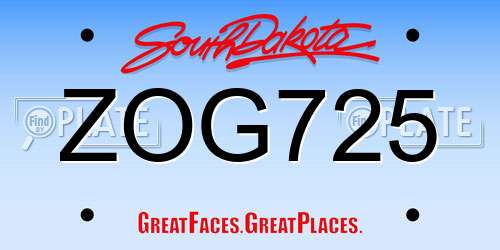 ZOG725 South Dakota License Plate