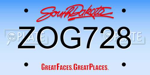 ZOG728 South Dakota License Plate