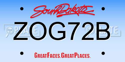 ZOG72B South Dakota License Plate