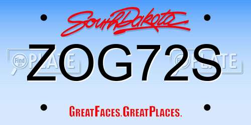 ZOG72S South Dakota License Plate