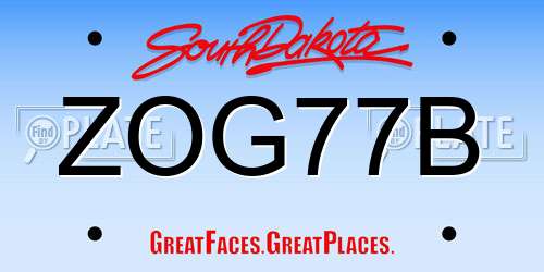 ZOG77B South Dakota License Plate