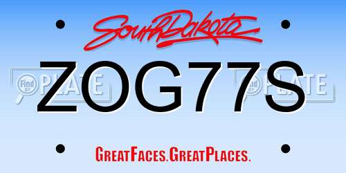 ZOG77S South Dakota License Plate