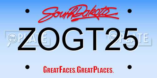 ZOGT25 South Dakota License Plate