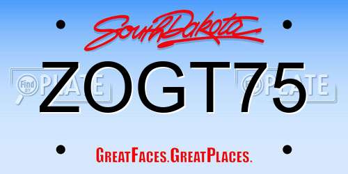 ZOGT75 South Dakota License Plate