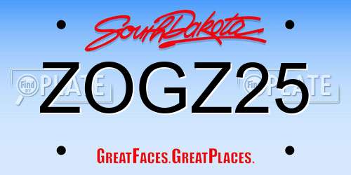 ZOGZ25 South Dakota License Plate