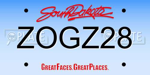 ZOGZ28 South Dakota License Plate