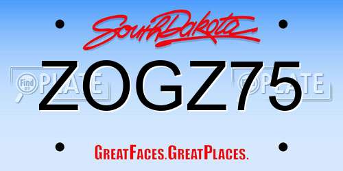 ZOGZ75 South Dakota License Plate