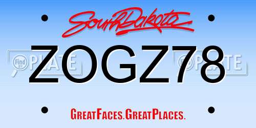 ZOGZ78 South Dakota License Plate