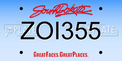 ZOI355 South Dakota License Plate