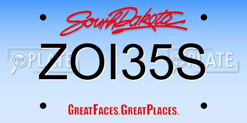 ZOI35S South Dakota License Plate