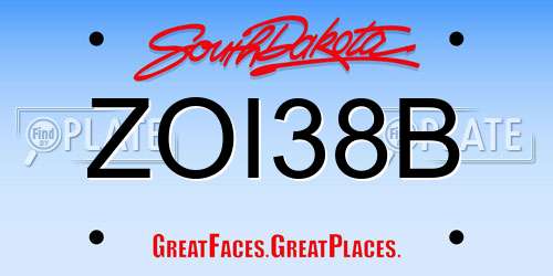 ZOI38B South Dakota License Plate