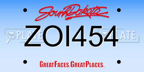 ZOI454 South Dakota License Plate