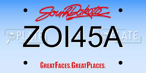 ZOI45A South Dakota License Plate