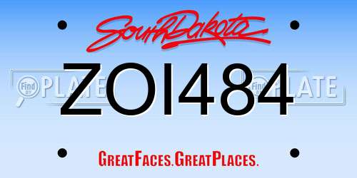 ZOI484 South Dakota License Plate