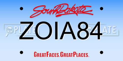ZOIA84 South Dakota License Plate