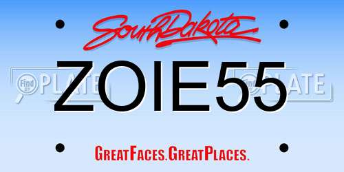 ZOIE55 South Dakota License Plate