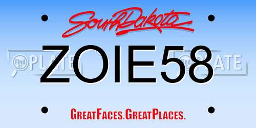 ZOIE58 South Dakota License Plate