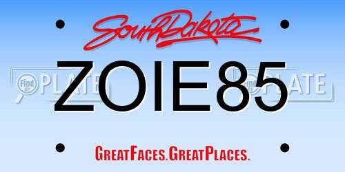 ZOIE85 South Dakota License Plate
